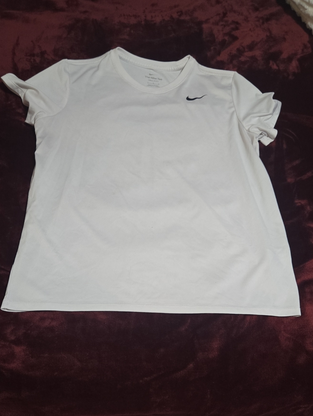 Nike White Short-Sleeve Training Tee with Black Swoosh